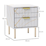 White Elegant 2 Drawer Bedside Table for Bedroom Storage by HOMCOM