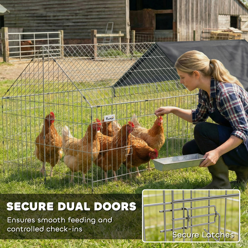 Outdoor Rabbit Run With Shaded Canopy for Safe and Easy Garden Time Black Silver Pawhut