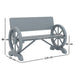 Grey 2 Seater Wooden Garden Bench with Wagon Wheel Design by Outsunny