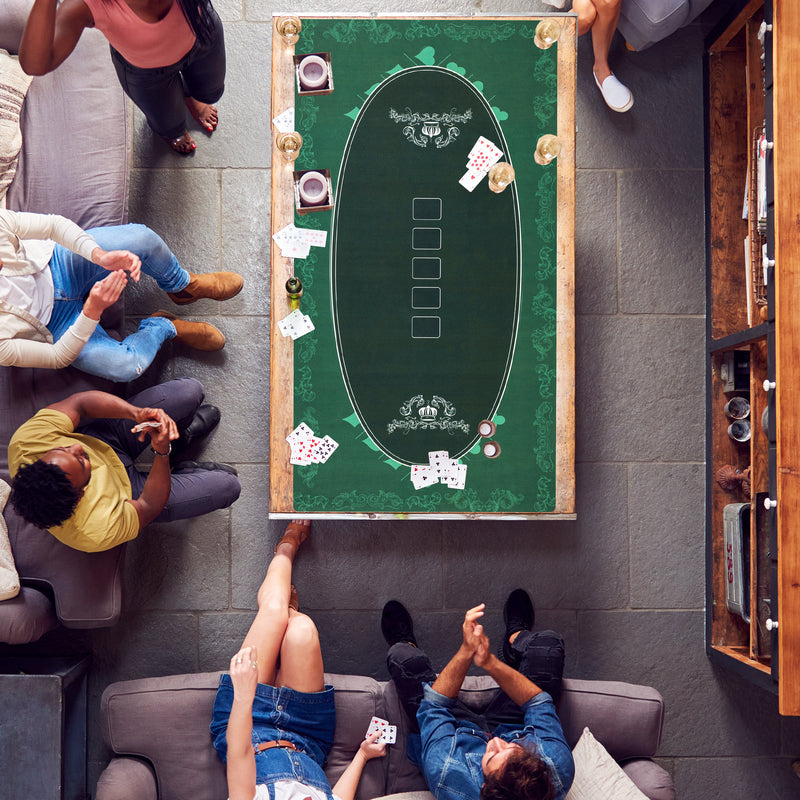 Green 12 Player Texas Hold'em Poker Table Mat Water Resistant Rubber With Carry Bag by SPORTNOW AOSOM