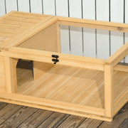Wooden Tortoise and Reptile House with Mesh Roof Ideal for Outdoor Use, Natural Finish
