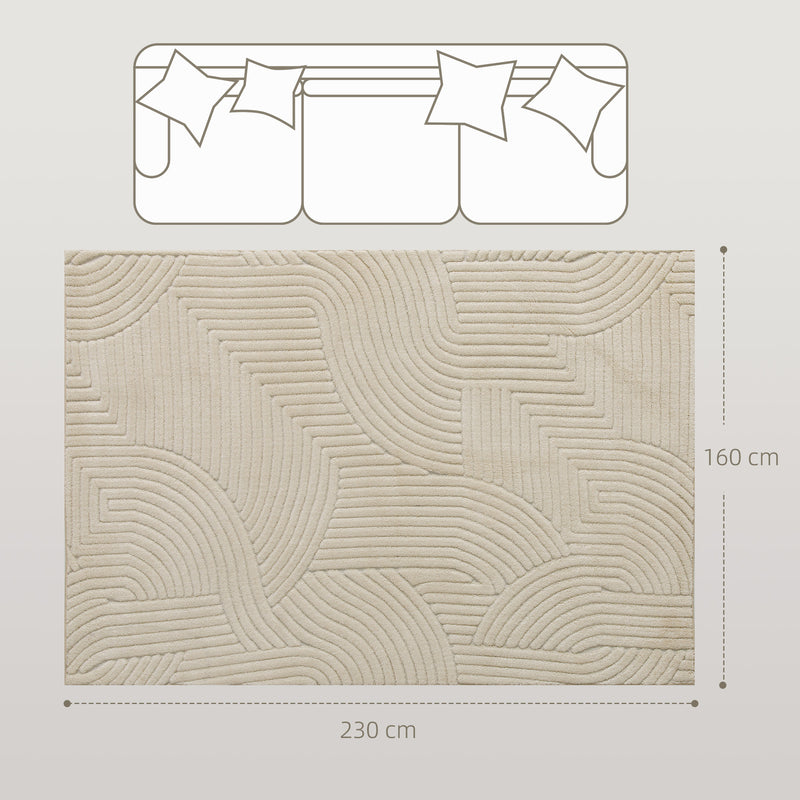 Jacquard Rug with Soft Thick Pile and Non Slip Backing for Living Room or Bedroom Cream AOSOM