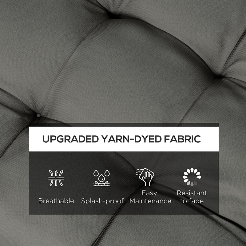 Charcoal Grey 4 Piece Garden Chair Cushion Set With Ties For Indoor Or Outdoor Use