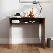 Wood Effect Work Desk With Storage Shelf Ideal For Home Office Or Study, Brown