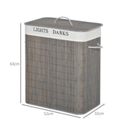 Grey 100L Collapsible Laundry Basket With Lid And Removable Lining For Dirty Clothes