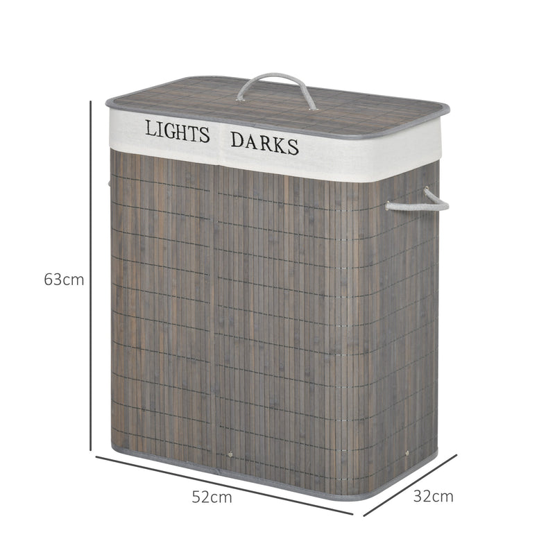 Grey 100L Collapsible Laundry Basket With Lid And Removable Lining For Dirty Clothes