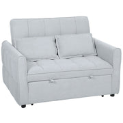 Sofa Bed, Light Grey 2 Seater Pull Out Sofa Bed With Adjustable Backrest And Pillows For Small Spaces
