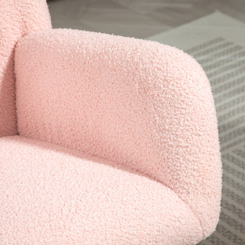 Pink Teddy Fleece Rocking Chair Soft and Comfortable Accent Seat by HOMCOM
