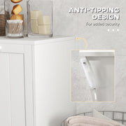 Double Laundry Hamper Cabinet with Tilt Out Baskets for Bathroom or Bedroom Storage White