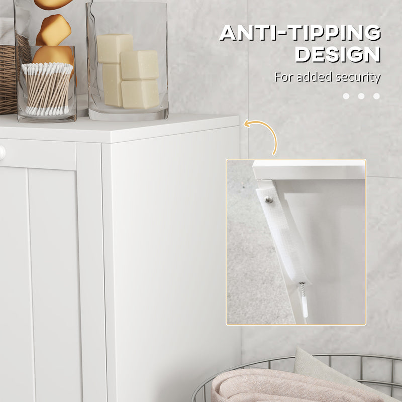 Double Laundry Hamper Cabinet with Tilt Out Baskets for Bathroom or Bedroom Storage White