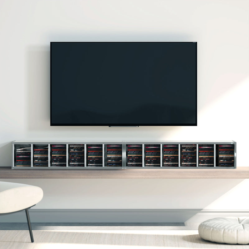 CD and Media Storage Shelves Set of 2 for Organised Home or Office High Gloss Grey AOSOM