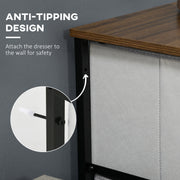 8 Drawer Fabric Storage Chest With Wooden Top For Bedroom Nursery Or Hallway Grey