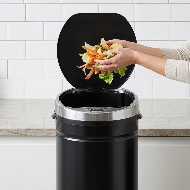 Sensor Kitchen Bin 50L Touch Free with Soft Close Lid for Cleaner Waste Disposal Black Homcom