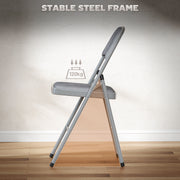 Folding Chairs Set of 4 with Padded Seats for Extra Home Seating Light Grey Outsunny