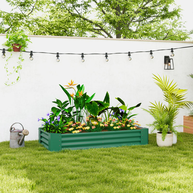 Green 180 x 90cm Galvanised Steel Open Garden Planter Durable Raised Bed by Outsunny