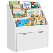 Kids Bookcase with Shelves and Drawer for Bedroom or Playroom Storage White AOSOM