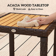 White 3 Piece Rattan Garden Chair Set with Side Table for Outdoors by Outsunny