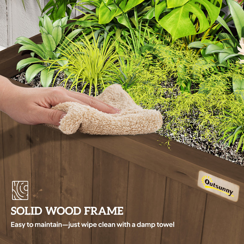 Wooden Raised Garden Bed With Trellis For Climbing Plants And Vegetables, Brown