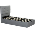HOMCOM 3ft single ottoman bed frame in grey with the base lifted open, showing the slat frame