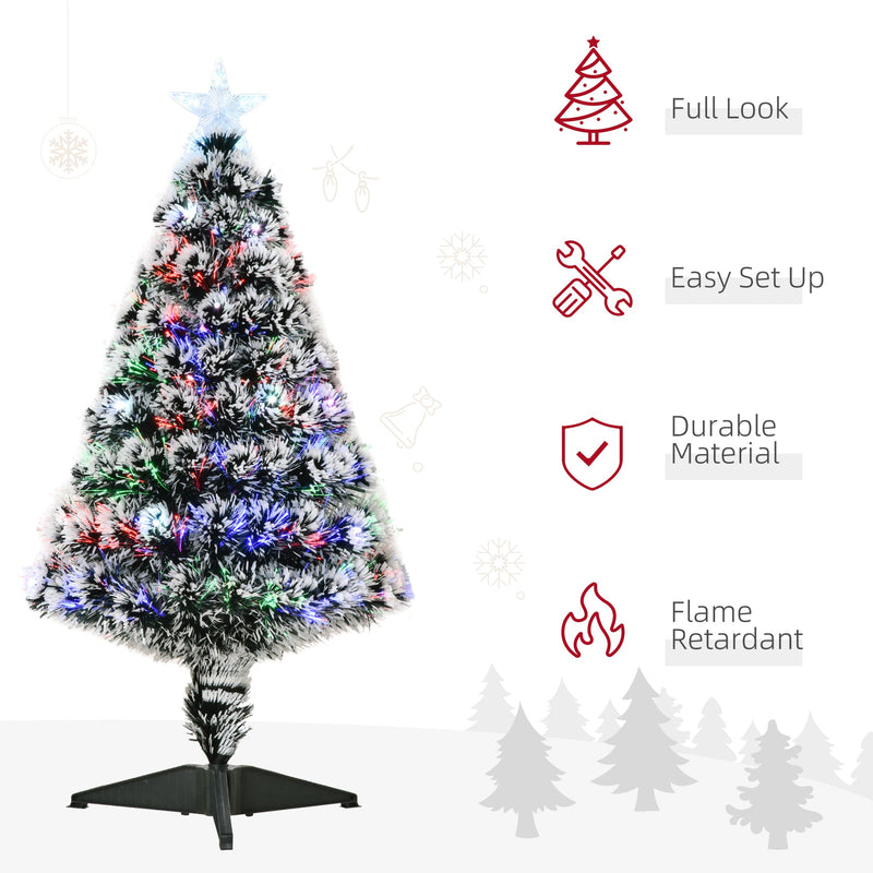 Tree with icons for full look, easy set up, durable material and flame retardant