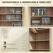 Tall Rotating CD Storage Tower With 360 Degree Access For Home Organisation Natural Wood AOSOM