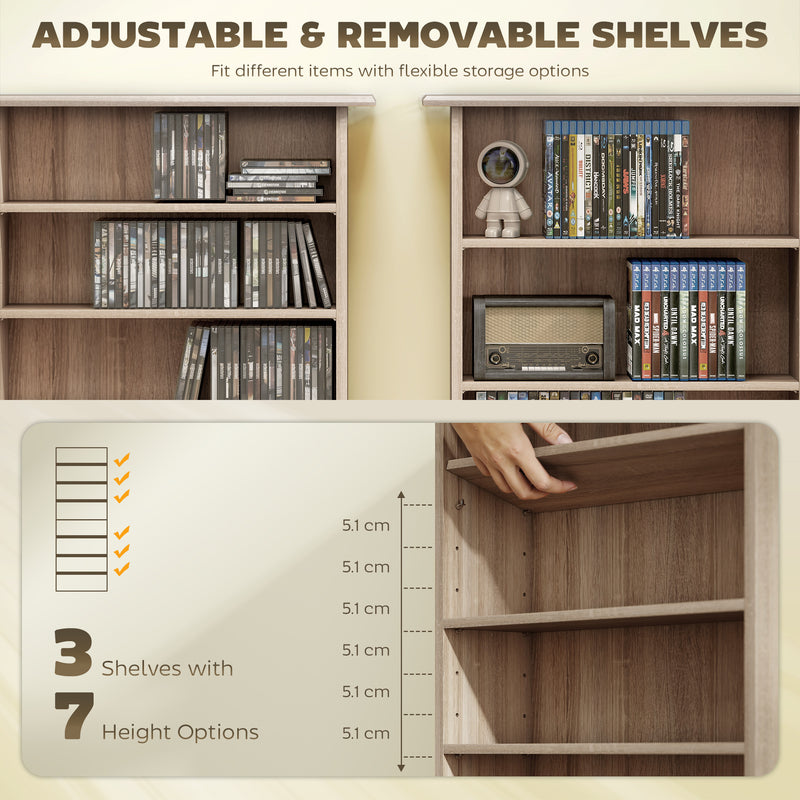 Tall Rotating CD Storage Tower With 360 Degree Access For Home Organisation Natural Wood AOSOM