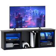 Black 65 Inch TV Stand with LED Lights and Storage by HOMCOM