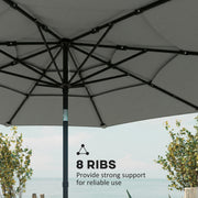 Garden Parasol with Adjustable Tilt and Three-Tier Vent for Cool Outdoor Shade Grey Outsunny