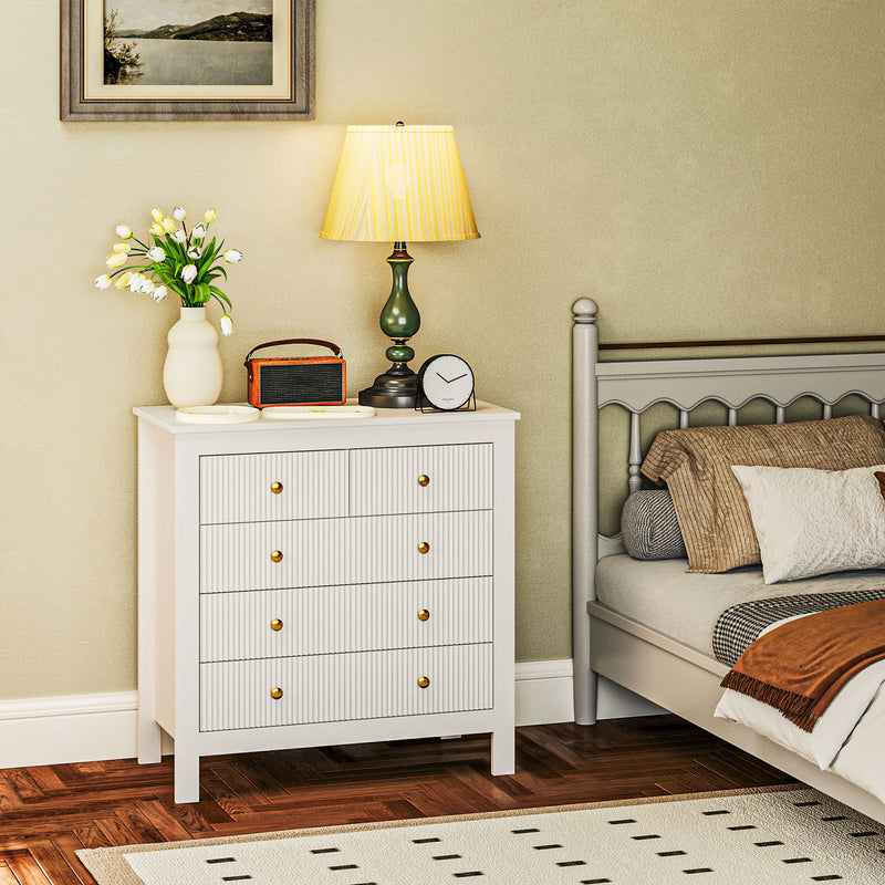 White Chest of Bedroom Drawers With Gold Legs Elegant Bedroom Storage by HOMCOM