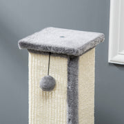 Vertical Cat Scratching Post with Sisal Rope Hanging Toy and Soft Plush for Kittens Grey