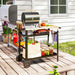 Black BBQ Trolley with Stainless Steel Top Adjustable Shelf and Storage by Outsunny