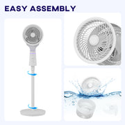 White Pedestal Air Circulation Fan with Oscillating Function and Adjustable Height by HOMCOM