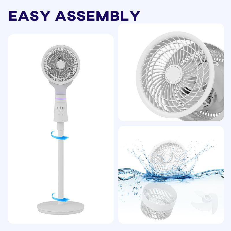 White Pedestal Air Circulation Fan with Oscillating Function and Adjustable Height by HOMCOM