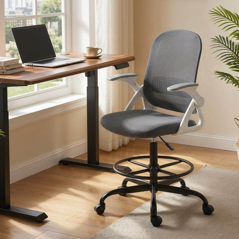 Adjustable Draughtsman Chair with Lumbar Support for Sit Stand Desks Black