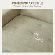 Two Seater Velvet Feel Sofa With Padded Cushions For Lounge Or Living Room, Beige