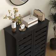 Black Shoe Storage Cabinet With Adjustable Shelves Ideal for Hallways and Entryways, Holds 15 Pairs