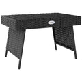 Foldable Outdoor Rattan Side Table with Steel Frame for Garden in Black by Outsunny