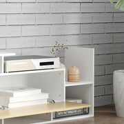 White and Natural TV Cabinet with Wall Shelf for 65 Inch Wall Mounted or 40 Inch Standing TVs