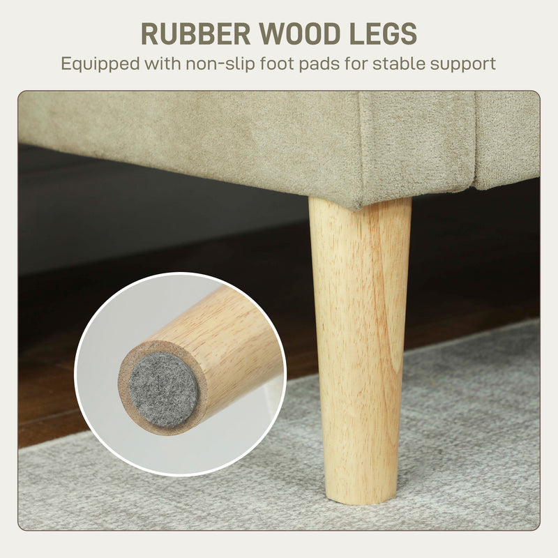 Two Seater Velvet Feel Sofa With Padded Cushions For Lounge Or Living Room, Beige