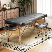 Grey Foldable Massage Table with Beech Wood Legs for Home or Professional Use