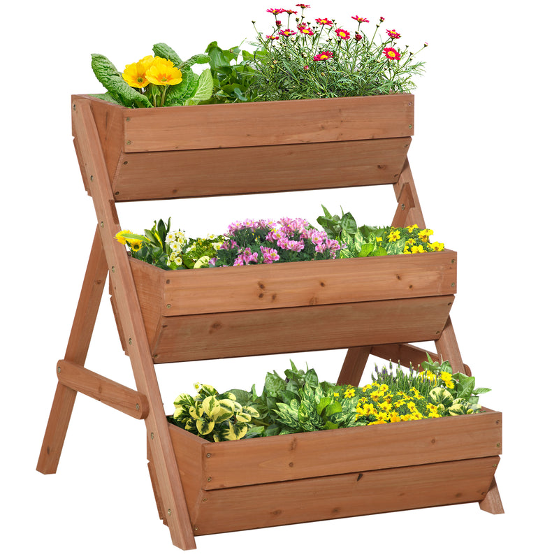 3 Tier Wooden Raised Garden Bed Kit For Growing Vegetables Herbs And Flowers Outdoors