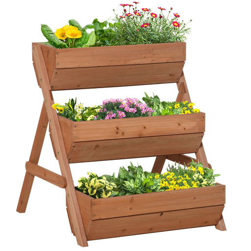 3 Tier Wooden Raised Garden Bed Kit For Growing Vegetables Herbs And Flowers Outdoors