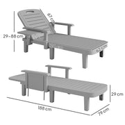 Set of 2 Light Grey Reclining Sun Loungers with Foldable Table for Garden by Outsunny