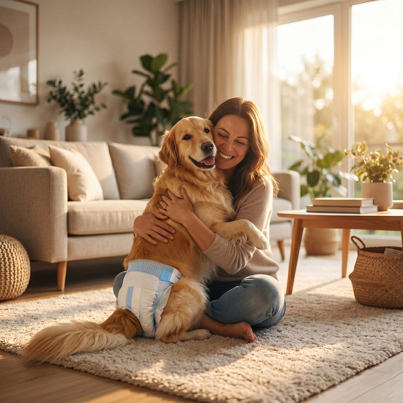 Disposable Dog Nappies for Female Dogs Protects Bedding and Floors White