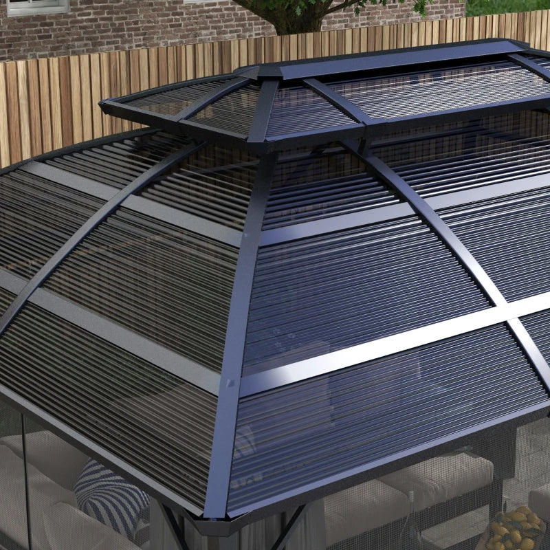 Image of a modern garden gazebo with an attractive 2 tier polycarbonate roof 