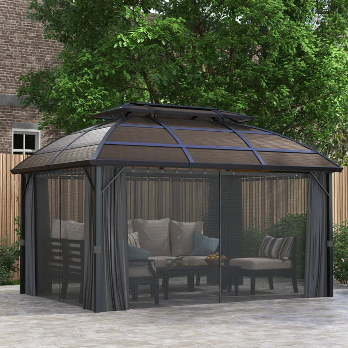 Image of an attractive garden gazebo with a 2 tier polycarbonate roof