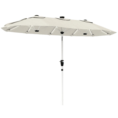 3m Double Garden Parasol with Lights for Outdoor Shade, Solar Powered LED, UPF30+ Outsunny