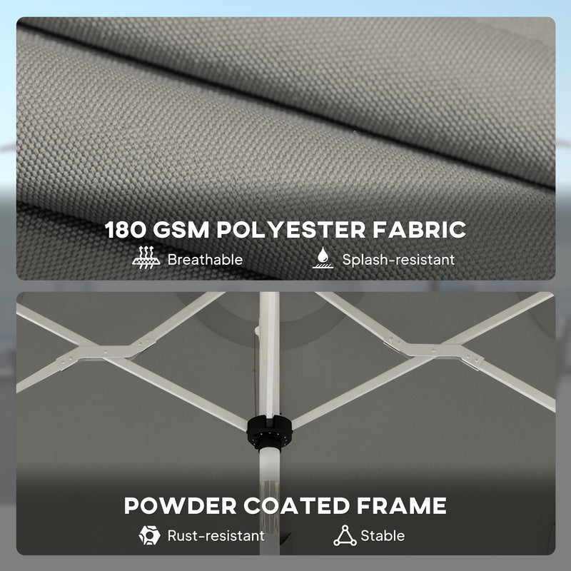 3m Double Garden Parasol with Lights for Outdoor Shade, Solar Powered LED, UPF30+