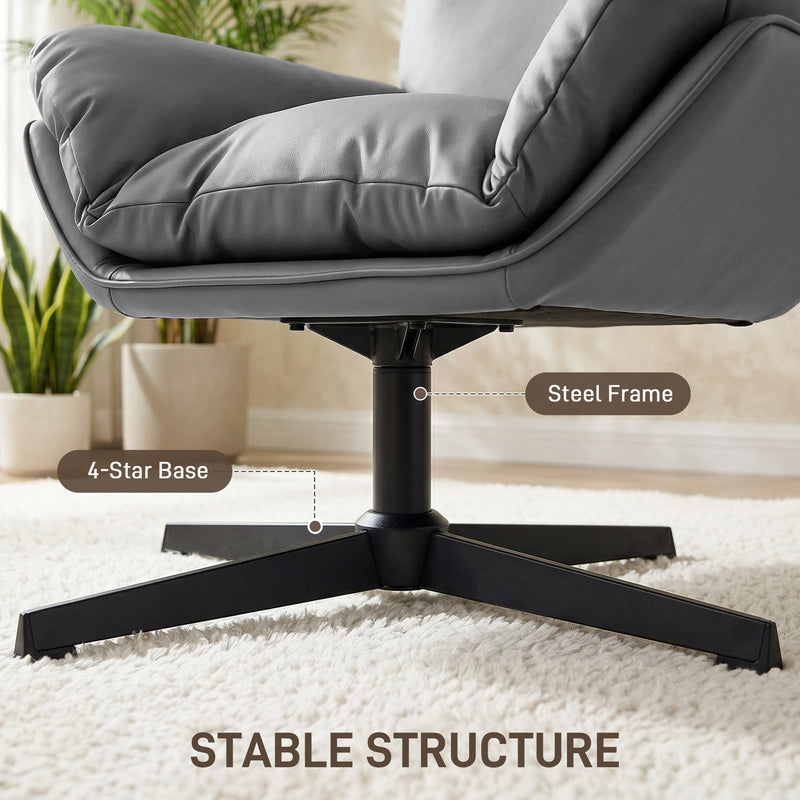 Swivel Armchair with Scratch Resistant Fabric for Pet Friendly Relaxing Dark Grey AOSOM