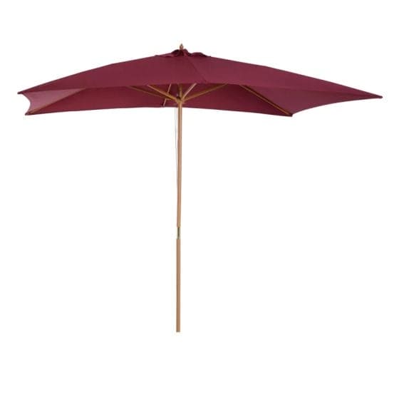 3m x 2m Wooden Garden Parasol - Wine Red